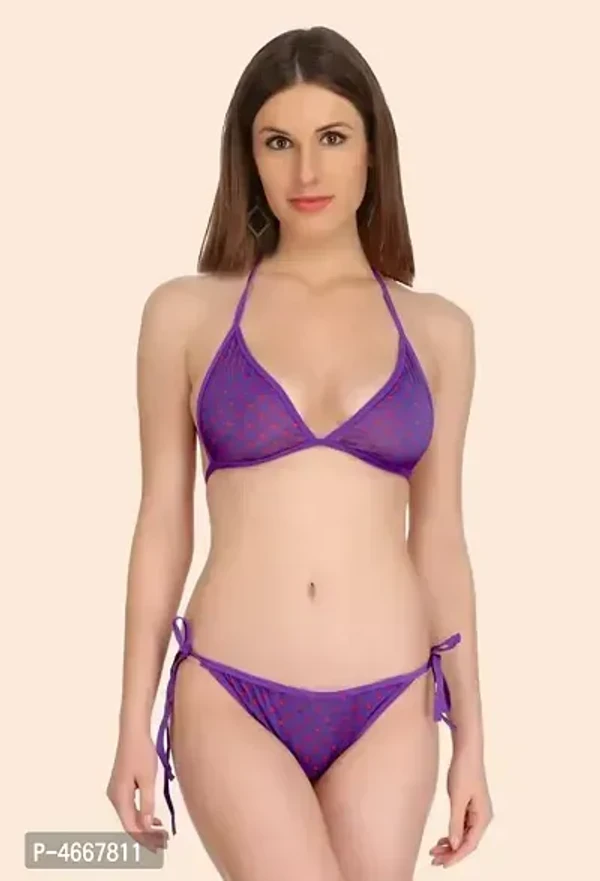 Women Cotton Bra Panty Set for Lingerie Set ( Pack of 1 ) - 36, Purple