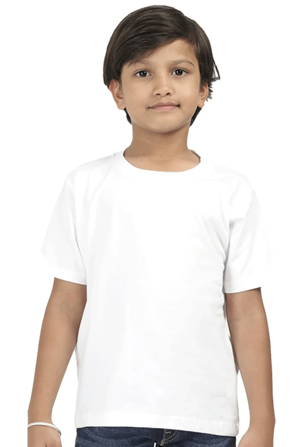 Premium Quality Cotton Boys T-Shirt  - 7 Years, White