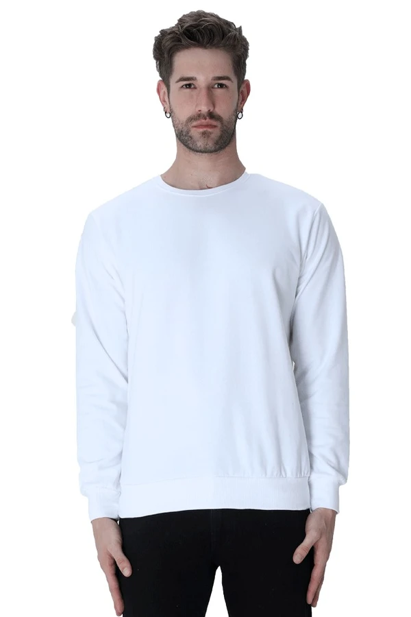 Premium Quality Plain Sweat Shirt - L, White