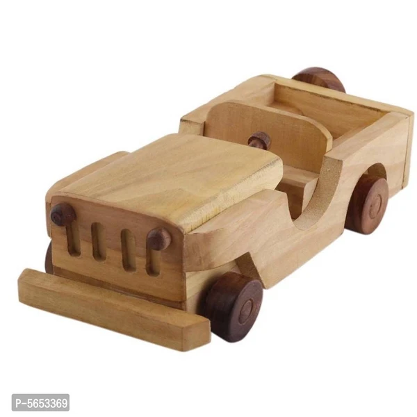 Beautiful Wooden Classical Vintage Open Car Moving Toy Showpiece - 1 Year Plus