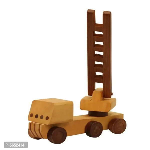 Beautiful Wooden Fire Brigade Moving Toy - 1 Year Plus