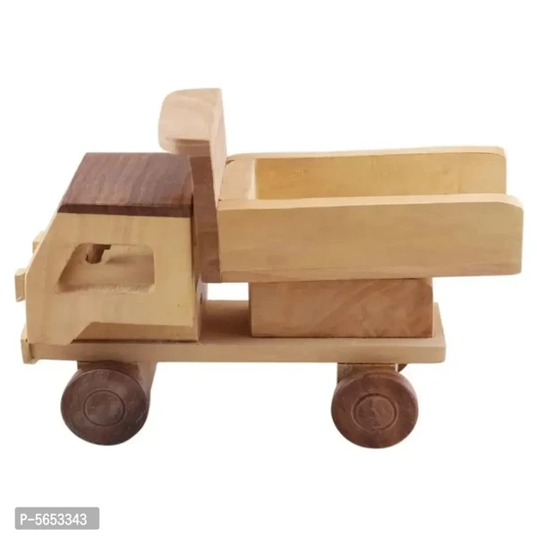 Beautiful Wooden Classical Dumper Truck Moving Toy Showpiece - 1 Year Plus