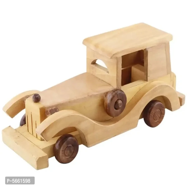 Wooden Classical Vintage Roof Car Jeep Moving Toy - 1 Year Plus