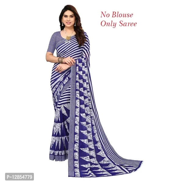 Stylish Georgette Blue Printed Saree For Women