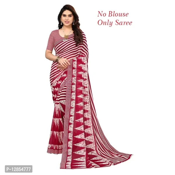 Stylish Georgette Red Printed Saree For Women