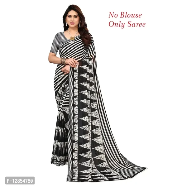 Stylish Georgette Black Printed Saree For Women