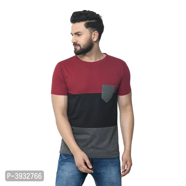 Multicoloured Cotton Colourblocked Round Neck Tees - XL