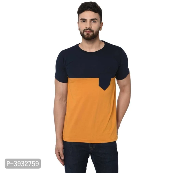 Multicoloured Cotton Colourblocked Round Neck Tees - M