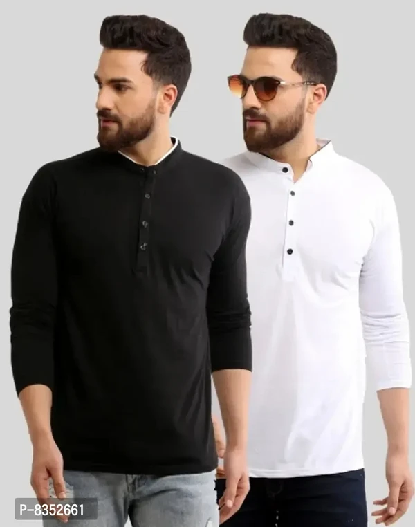 Stylish Cotton Solid Tees Combo For Men Pack Of 2 - XL