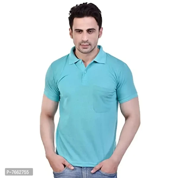 SMAN Mens Polo T-Shirt Regular Fit Half Sleeves with Pocket and Bottom Neck Collar for Casual and Daily Use - M
