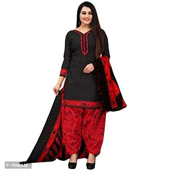 Rajnandini Women's Black And Red Cotton Abstract Printed Unstitched Salwar Suit Material - 7648440