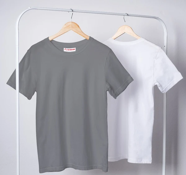 Classic Comfort: Premium Quality Cotton Plain T-Shirt - Pack of Two - L, Grey & White