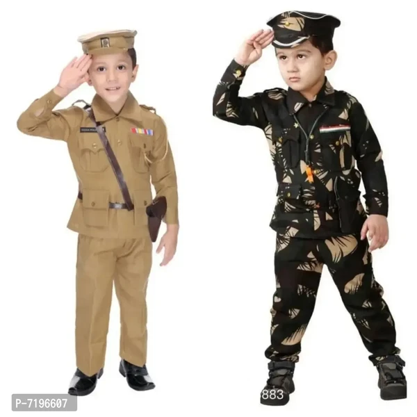 Independence Day Kids Dress Costume Combo Police and Army Dress - 12 To 18 Months