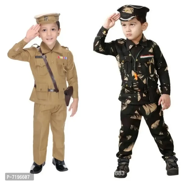 Independence Day Kids Dress Costume Combo Police and Army Dress - 2 To 3 Years