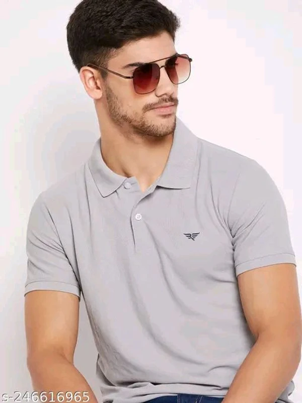 RISS Men's Cotton Half Sleeves Solid Polo T-shirt - L