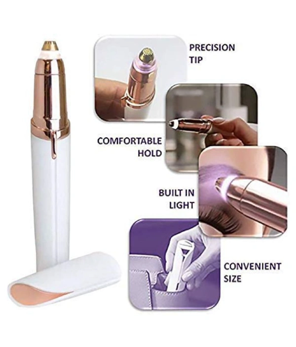Combo Of 2 1) Eyebrow Trimmer | Battery Operated Eyebrow Shaper Pen 2) Womens Painless Flawless Facial Hair Remover Upper Lip & Chin Trimmer Portable Battery Operated - Main Combo
