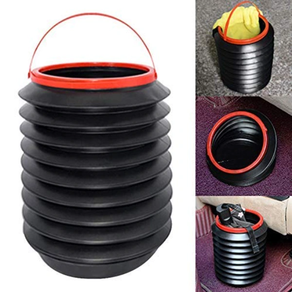 Collapsible Car Dustbin Pop Up Trash Can Foldable Waste Bin Garbage Storage Rubbish Organizer for Diwali, with Adjustable Hanging Strap for Car, Van, SUV, Truck (Black, 1pc)