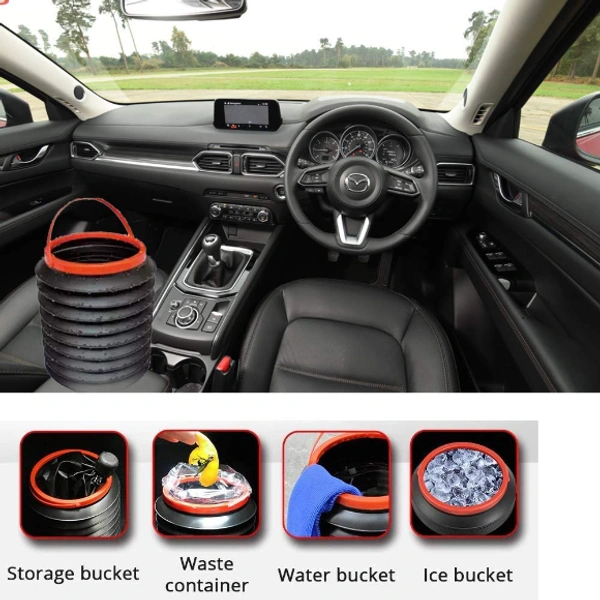 Collapsible Car Dustbin Pop Up Trash Can Foldable Waste Bin Garbage Storage Rubbish Organizer for Diwali, with Adjustable Hanging Strap for Car, Van, SUV, Truck (Black, 1pc)