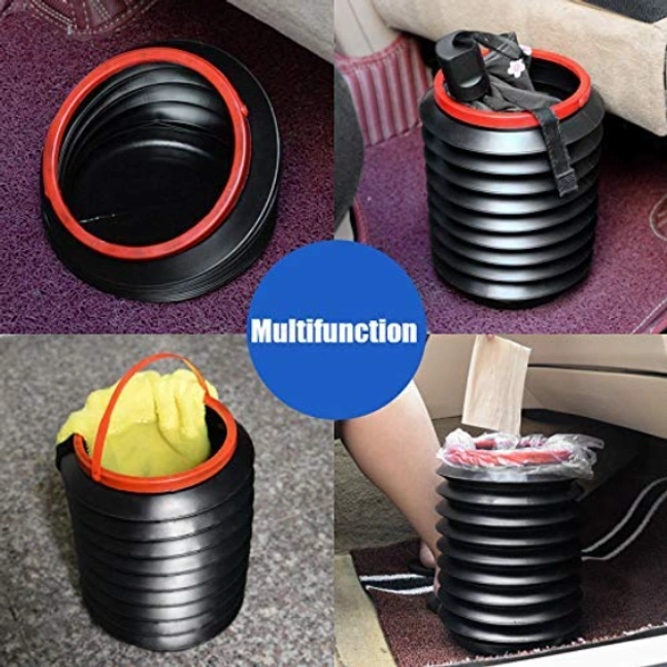 Collapsible Car Dustbin Pop Up Trash Can Foldable Waste Bin Garbage Storage Rubbish Organizer for Diwali, with Adjustable Hanging Strap for Car, Van, SUV, Truck (Black, 1pc)