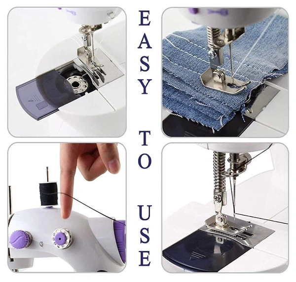 4 in 1 Portable & Compact Mini Sewing Machine, Adapter and Foot Pedal Portable Dual Speed ​​Beginner Sewing Machine with Light Electric Sewing Machine