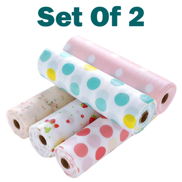 Kitchen Mat For Drawer Printed Antibacterial Cabinet Plastic Foam Household Wardrobe Moisture Drawer Pad Waterproof Non-Slip Paper Kitchen Cupboard Liners Roll Mat, 30x300 cm Set of 2 (Random Design & Color)