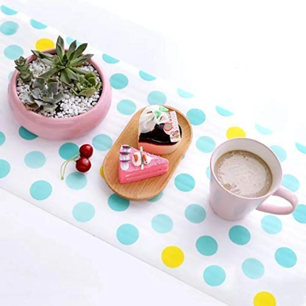 Kitchen Mat For Drawer Printed Antibacterial Cabinet Plastic Foam Household Wardrobe Moisture Drawer Pad Waterproof Non-Slip Paper Kitchen Cupboard Liners Roll Mat, 30x300 cm Set of 2 (Random Design & Color)