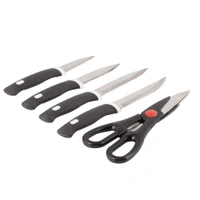Stainless Steel Kitchen Knife Set with Wooden Stand - 6 Pcs
