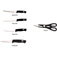 Wood Kitchen Knife Set Comes with Wooden Block, Scissors and Knives Set for Kitchen, 6 piece color random
