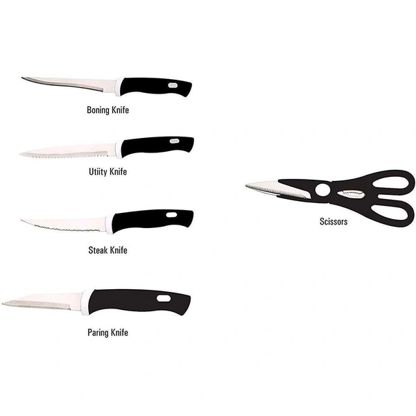 Wood Kitchen Knife Set Comes with Wooden Block, Scissors and Knives Set for Kitchen, 6 piece color random