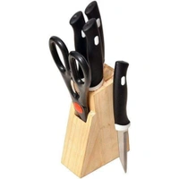 Wood Kitchen Knife Set Comes with Wooden Block, Scissors and Knives Set for Kitchen, 6 piece color random