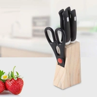 Wood Kitchen Knife Set Comes with Wooden Block, Scissors and Knives Set for Kitchen, 6 piece color random