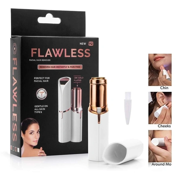 Womens Painless Flawless Facial Hair Remover Upper Lip & Chin Trimmer Portable Battery Operated