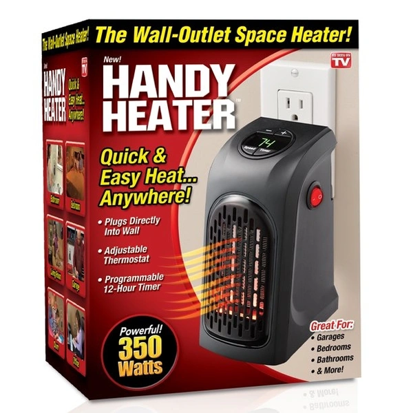 Handy Heater | Plug-in Personal Heater Portable | Compact Design | Quick and Easy Heat | Digital Display | Great for Travel | On/Off with Timer | for Home/Office/Camper.(Random Color) - 350 Watts