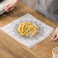 Chef Basket Foldable Cooking Steam Rinse Deep Frying Basket Fry Jali Stainless Steel Fry French Magic Basket Mesh Basket Strainer Net Fried Filter Drainage Rack for Fried Food or Fruits Multifunctional Kitchen Cooking Tool