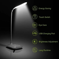 Rechargeable LED Touch On/Off Switch Desk Lamp For Studying Reading Table Lamp USB Charging With Cable Touch 3 Adjustable Brightness Levels Desk Light For Study (Random Colour) - Only Desk Light