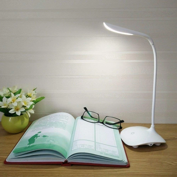 Rechargeable LED Touch On/Off Switch Desk Lamp For Studying Reading Table Lamp USB Charging With Cable Touch 3 Adjustable Brightness Levels Desk Light For Study (Random Colour) - Only Desk Light