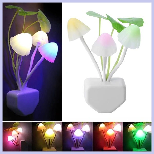 Combo Of 2 Products 1) Rechargeable LED Touch On/Off Switch Desk Lamp For Studying Reading Table Lamp USB Charging With Cable Touch 3 Adjustable Brightness Levels Desk Light For Study 2) Sensor Led Night Light, Color Changing Plug-In LED Mushroom Dream Bed Lamp (Random Colour) - Only Mushroom Light