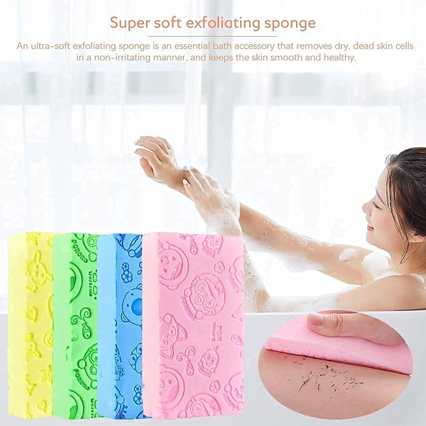 Pack Of 2 Ultra Soft Exfoliating Sponge | Asian Bath Sponge For Shower | Japanese Spa Cellulite Massager | Dead Skin Remover Sponge For Body | Face Scrubber for Women and Men PACK OF 2 (Random Colour)