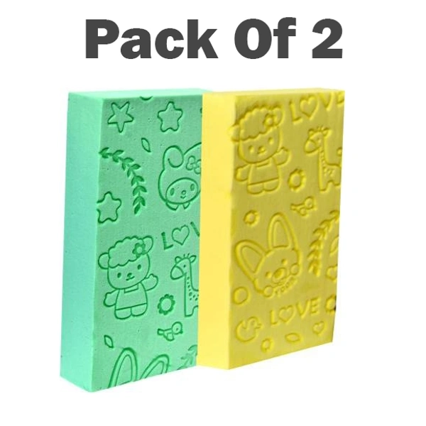 Pack Of 2 Ultra Soft Exfoliating Sponge | Asian Bath Sponge For Shower | Japanese Spa Cellulite Massager | Dead Skin Remover Sponge For Body | Face Scrubber for Women and Men PACK OF 2 (Random Colour)