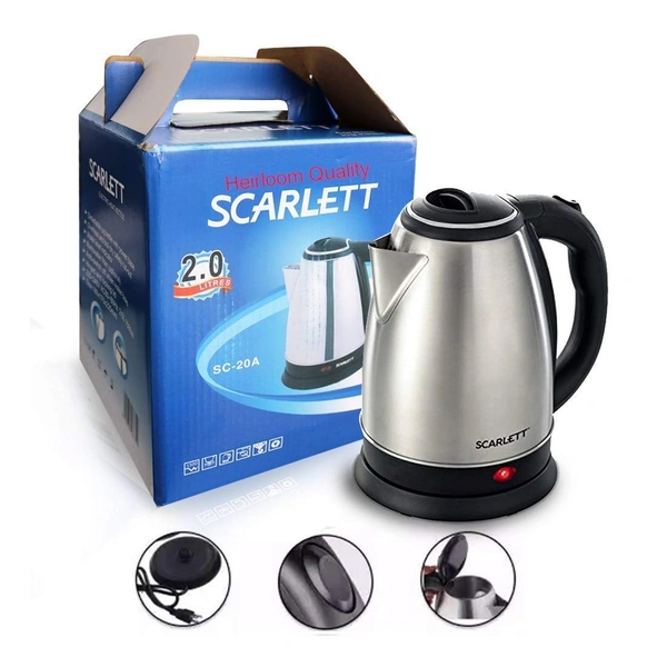 Stainless Steel Electric Kettle Multipurpose Extra Large Cattle Electric with Handle Hot Water Tea Coffee Maker Water Boiler, Boiling Milk (Black, 2 Liter)