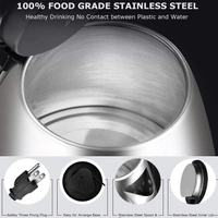 Stainless Steel Electric Kettle Multipurpose Extra Large Cattle Electric with Handle Hot Water Tea Coffee Maker Water Boiler, Boiling Milk (Black, 2 Liter)