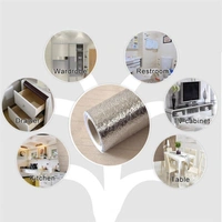 60CM X 200CM Kitchen Oil Proof Aluminium Foil Stickers, Kitchen Backsplash Wallpaper, Self-Adhesive Wall Sticker Waterproof Anti-Mold and Heat Resistant for Walls Cabinets Drawers and Shelves