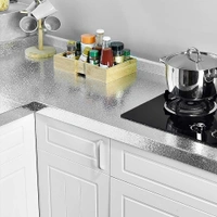 60CM X 200CM Kitchen Oil Proof Aluminium Foil Stickers, Kitchen Backsplash Wallpaper, Self-Adhesive Wall Sticker Waterproof Anti-Mold and Heat Resistant for Walls Cabinets Drawers and Shelves