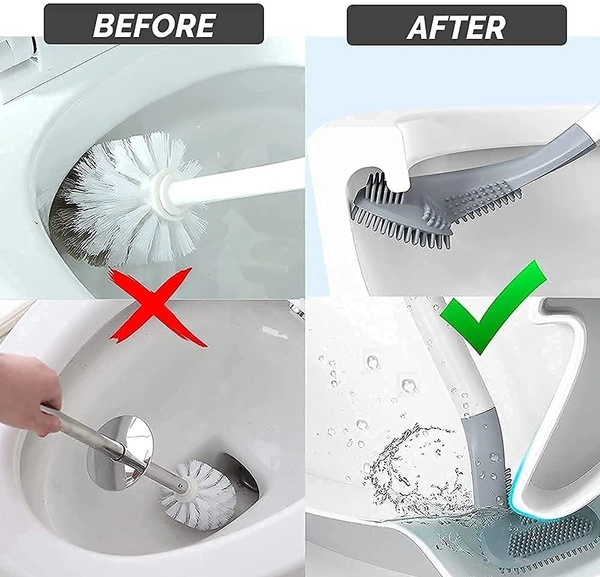 Silicone Toilet Brush with Slim No-Slip Long Handle, Flex Toilet Brush Anti-drip Set, 360 Deep Golf Head Brush Toilet Bowl Cleaner Brush, Golf Toilet Brushes for Bathroom Cleaning Brush
