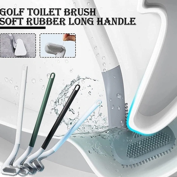 Silicone Toilet Brush with Slim No-Slip Long Handle, Flex Toilet Brush Anti-drip Set, 360 Deep Golf Head Brush Toilet Bowl Cleaner Brush, Golf Toilet Brushes for Bathroom Cleaning Brush