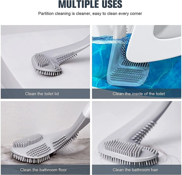 Silicone Toilet Brush with Slim No-Slip Long Handle, Flex Toilet Brush Anti-drip Set, 360 Deep Golf Head Brush Toilet Bowl Cleaner Brush, Golf Toilet Brushes for Bathroom Cleaning Brush