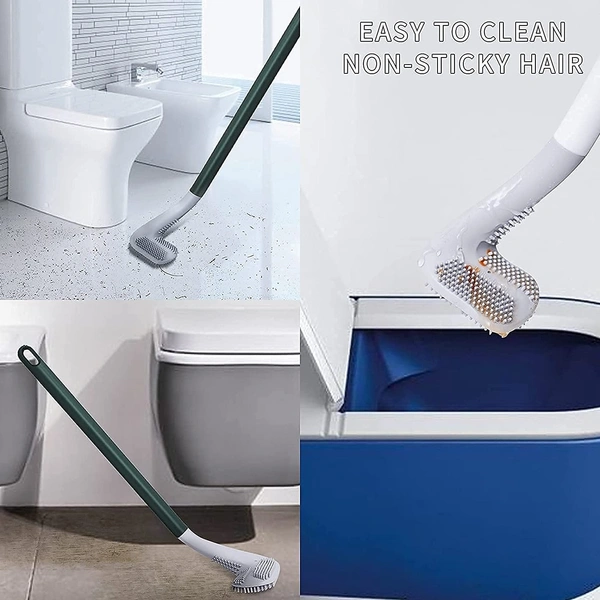 Silicone Toilet Brush with Slim No-Slip Long Handle, Flex Toilet Brush Anti-drip Set, 360 Deep Golf Head Brush Toilet Bowl Cleaner Brush, Golf Toilet Brushes for Bathroom Cleaning Brush