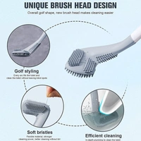 Silicone Toilet Brush with Slim No-Slip Long Handle, Flex Toilet Brush Anti-drip Set, 360 Deep Golf Head Brush Toilet Bowl Cleaner Brush, Golf Toilet Brushes for Bathroom Cleaning Brush