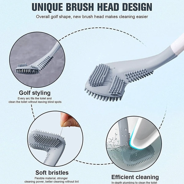 Silicone Toilet Brush with Slim No-Slip Long Handle, Flex Toilet Brush Anti-drip Set, 360 Deep Golf Head Brush Toilet Bowl Cleaner Brush, Golf Toilet Brushes for Bathroom Cleaning Brush