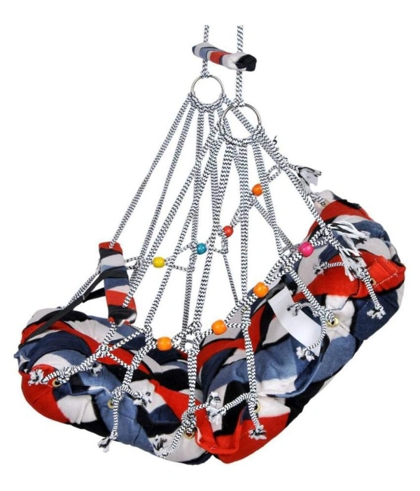Cotton Swing for Kids, Chair Jhula for 1-3 Years Old Babies with Safety Belt, Washable and Folding Jhula, Home & Garden Children Jhula, Baby Swings for Indoor & Outdoor Swings  (Random Colour) - Random